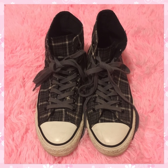Rare plaid grey high top converse - Picture 2 of 7